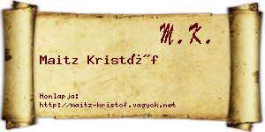Maitz Kristóf névjegykártya