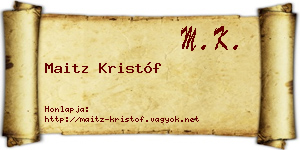Maitz Kristóf névjegykártya